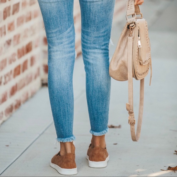 SALE-FIRM‼️Camel Perforated Slip On Sneakers - Picture 7 of 8